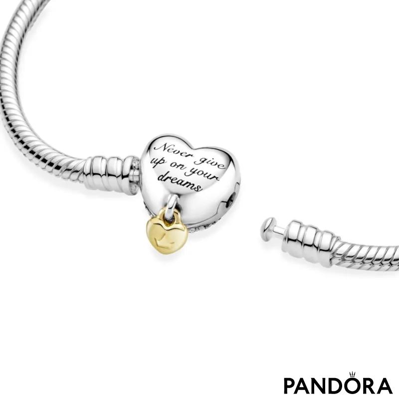 Narukvica sa kopčom u obliku srca sa „zmijskom“ teksturom lanca Disney Priness Pandora Moments 