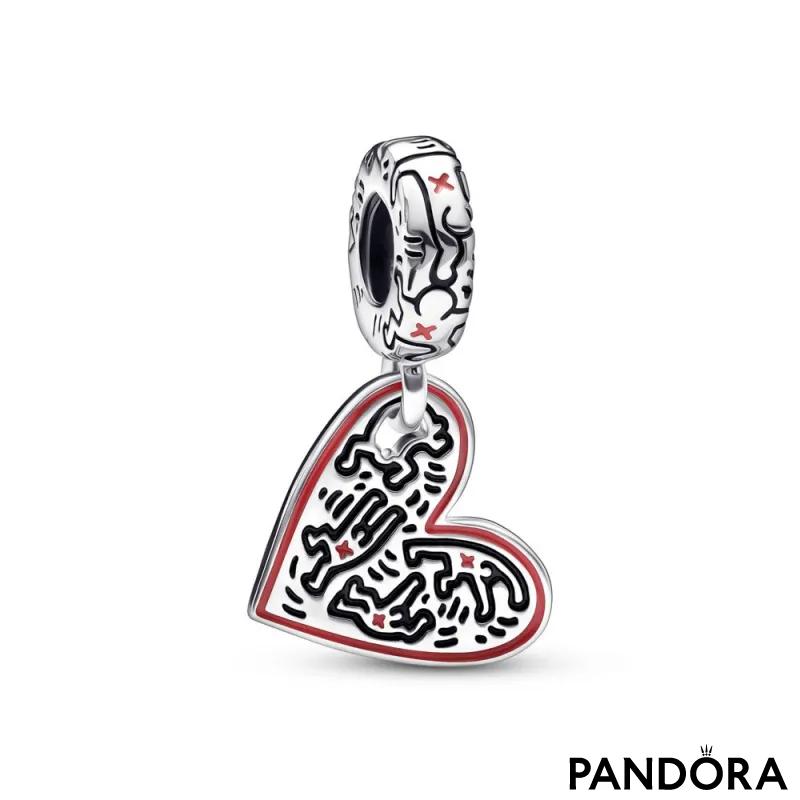 Viseći privezak Keith Haring™ x Pandora Linijska umetnost ljudi i srce 
