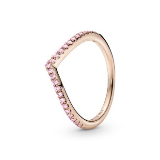 Prsten Wishbone sa roze kamenčićima od 14k roze pozlate