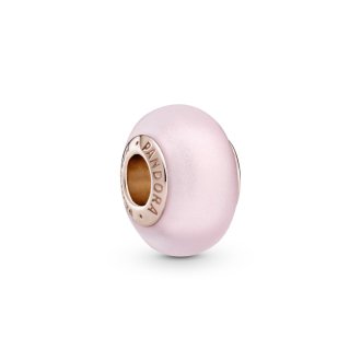 Privezak Krug od mat roze murano stakla od 14k roze pozlate