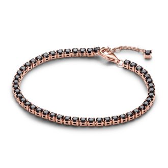 Tennis narukvica crne boje od 14k roze pozlate