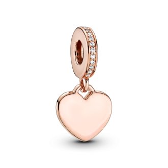 Viseći privezak Srce sa mogućnošću graviranja od 14k roze pozlate